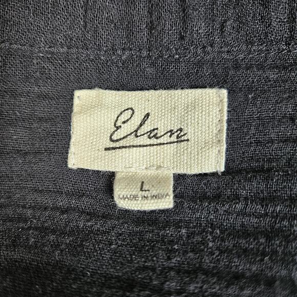 Elan Gauze Blouse 100% Cotton Relaxed Short Sleeve Collared V Neck Shirt Popover - Picture 4 of 7